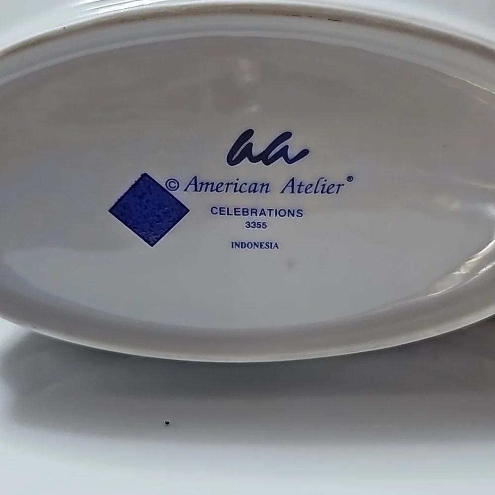 New Celebrations American Atelier Bloomingdale's Judaica Gravy Bowl Under Plate!